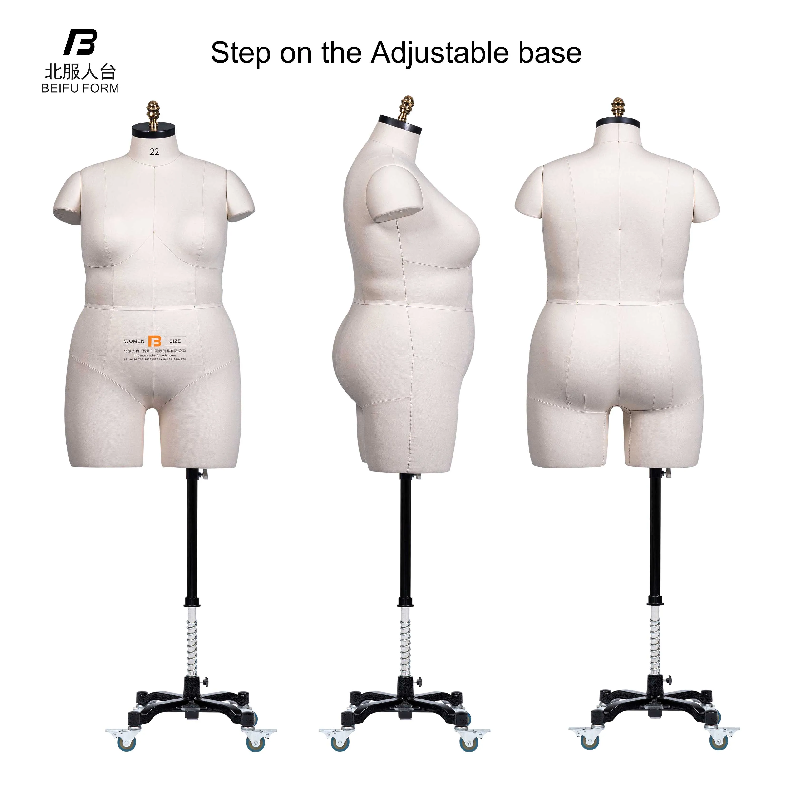 BEIFUFORM half body plus size mannequin female dummy GB plus size 22 dress form mannequin women manikin add Base