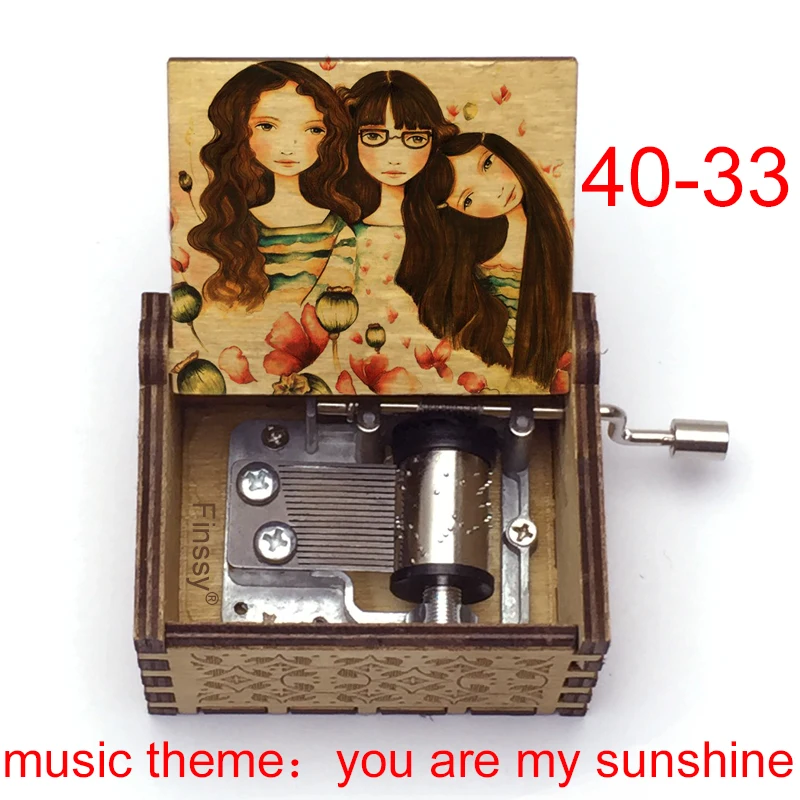 Mini Wooden Musical Box Song Your Are My Sunshine Unique Gift for Birthday Christmas 48