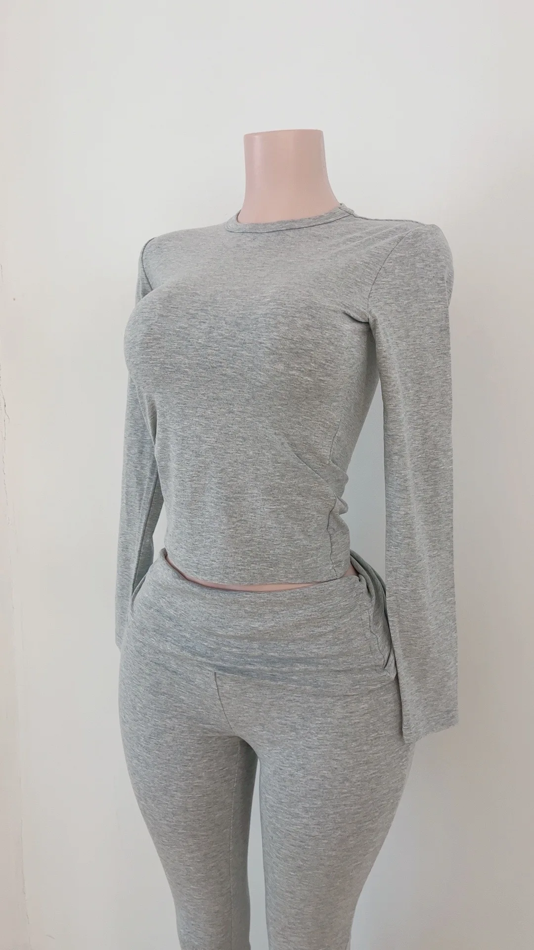 2024 Fold Over Flared Leggings Set Custom LOGO Women Sets High Quality Cotton Shirts Clothing Women Two Pieces Loungewear Sets