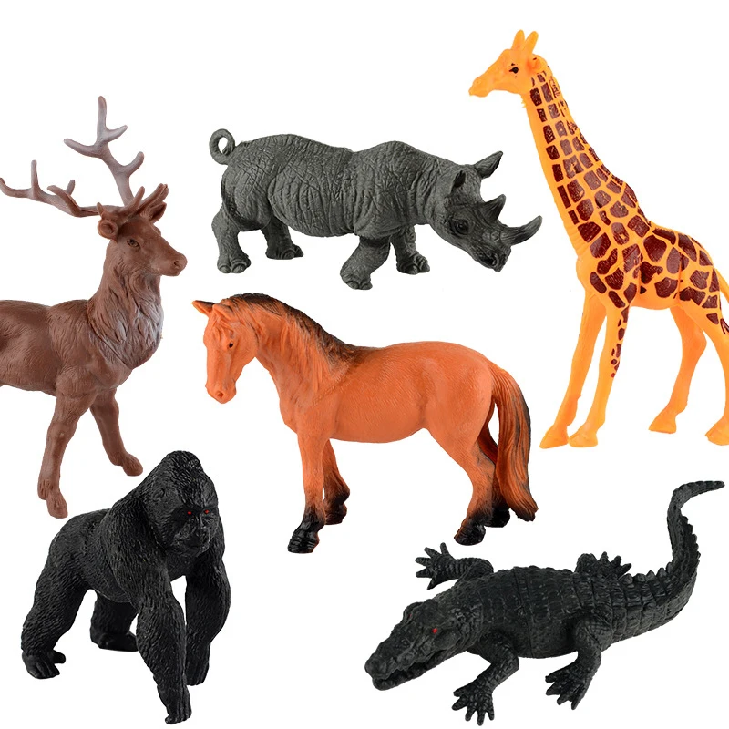 Low moq Wildlife world PVC hollow giraffe camel lion horse zoo model realistic plastic animal toy
