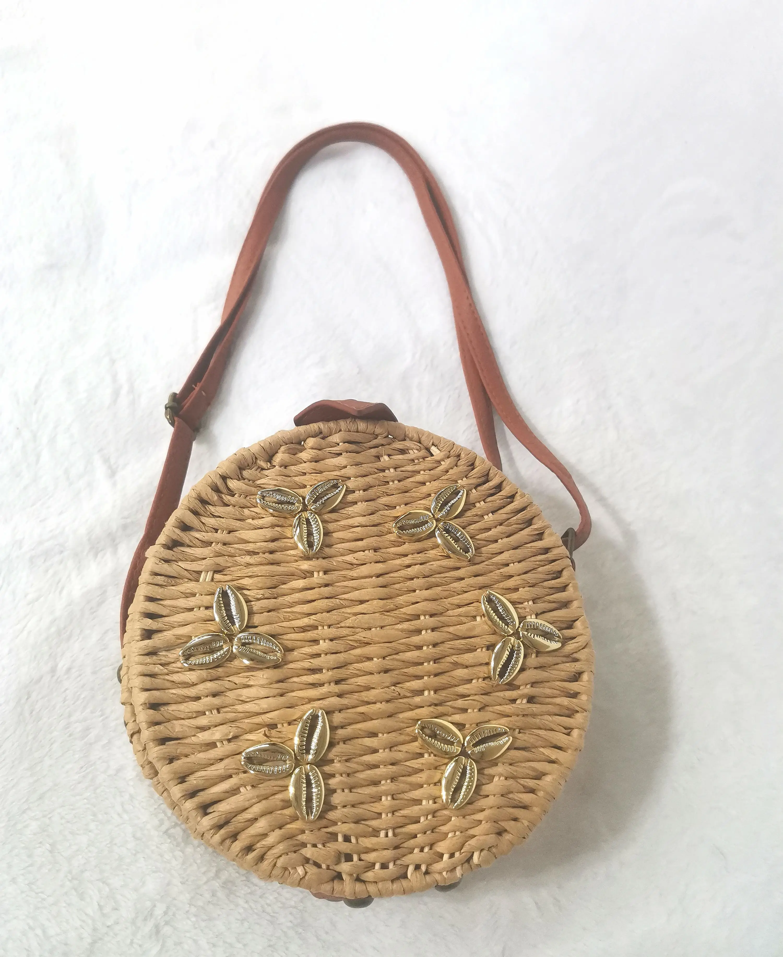 Fashion casual personalized logo Bamboo Woven beach handmade straw bag