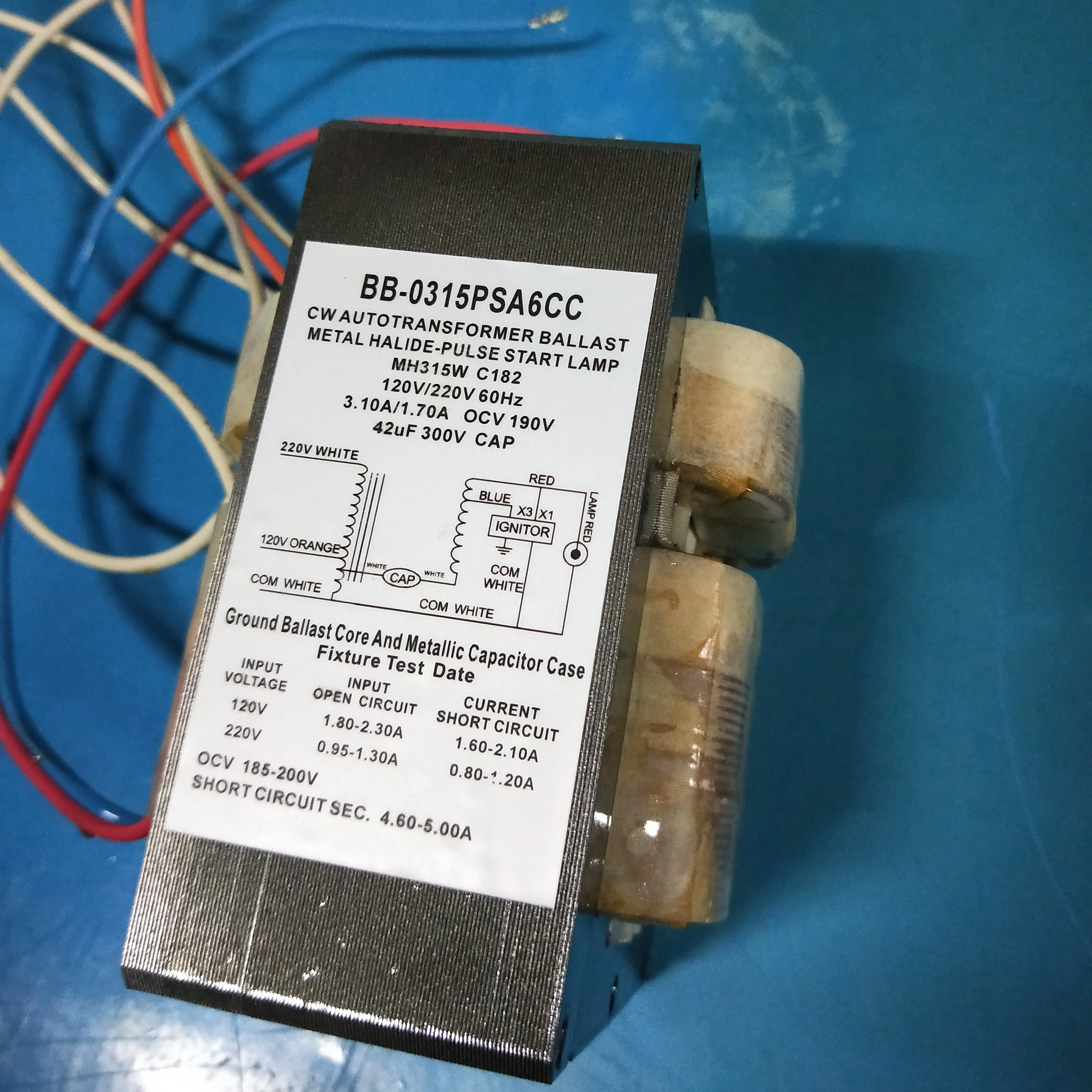 120v 208v 240v 277V 60Hz three or four taps 350W / 315W Pulse Start Metal Halide lamp CWA magnetic ballast