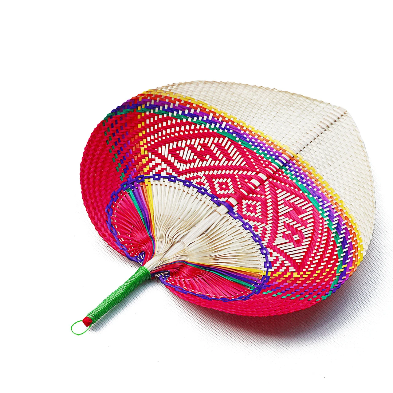 Заводская цена, цветные плетеные вееры для пальмовых листьев, ручная работа, бамбуковый веер