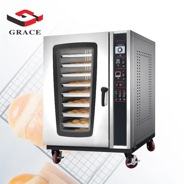 Commercial Bakery Equipment Digital Panel 10 Trays Hot Air Gas Convection Oven