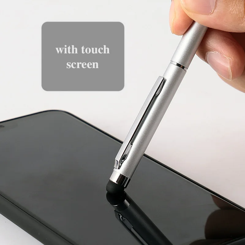 GemFully hot sales colourful multi function ball pen 2 in 1 business advertising slim metal ballpoint pen with logo