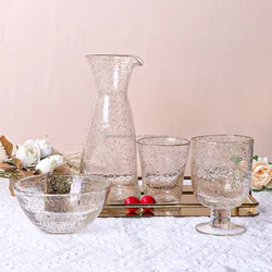 Telsen Wedding Gold Confetti Wine Glass Goblet Tumbler Carafe Pressed Glass Tableware