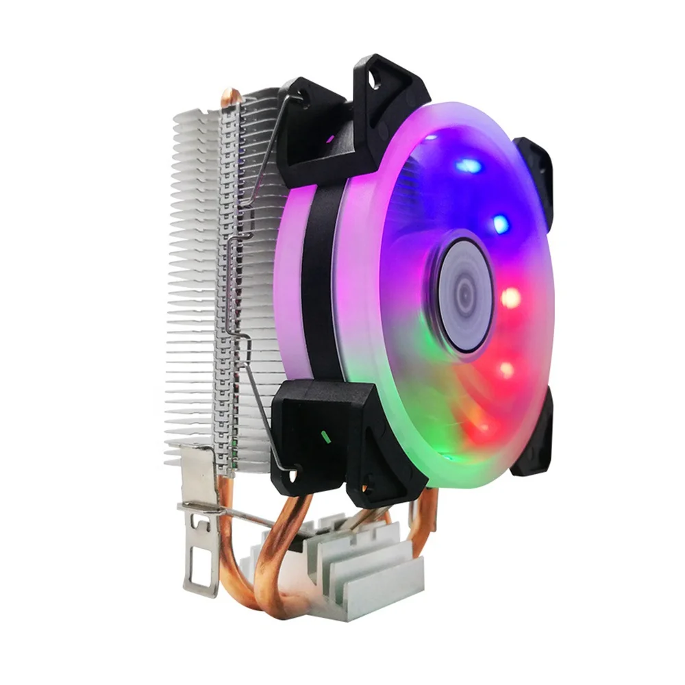 9cm 3pin 2 Heat Pipes CPU Cooler Fan Radiator 3 Pin PWM Fan RGB CPU Cooling Fan For Intel LGA2011 115X 1700 775 X79 X99 AM3 AM4