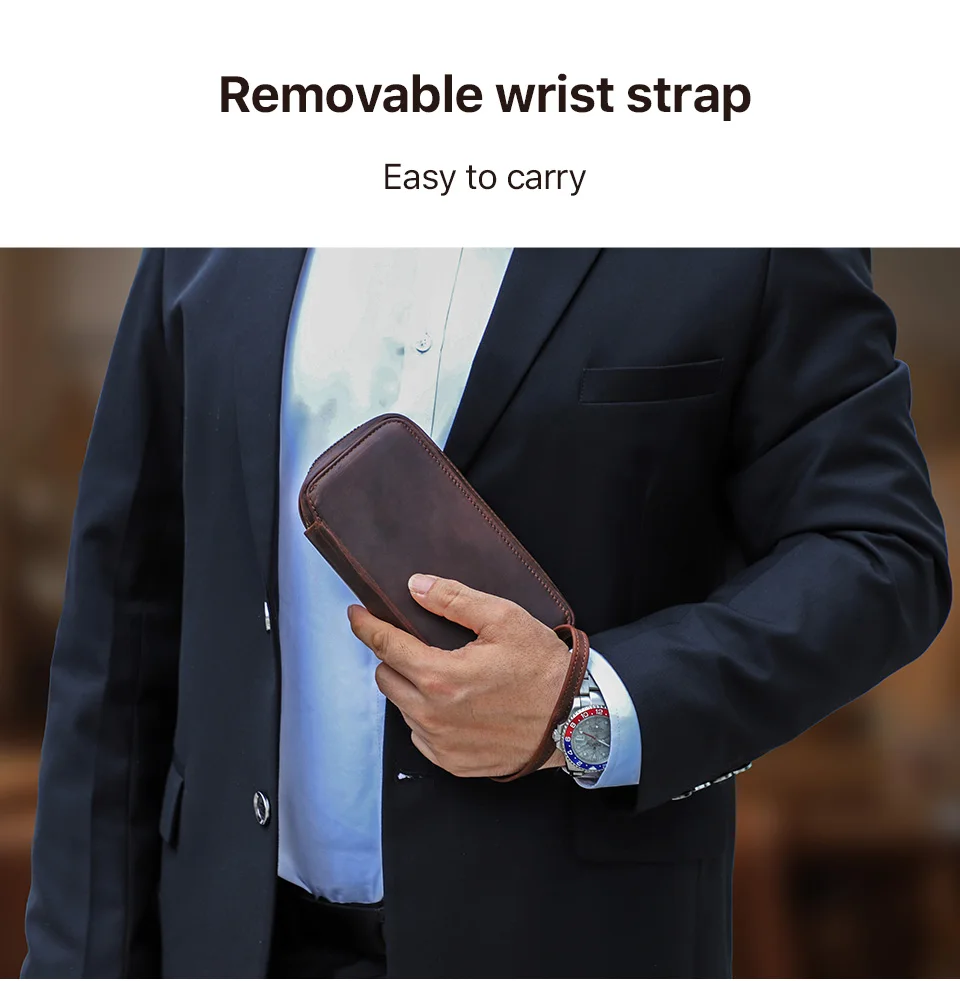 2 Slot Custom Leather Watch Case Portable Watch Travel Case Real Leather Luxury Handmade Watch Box Carrying Holder Coffee CF1196