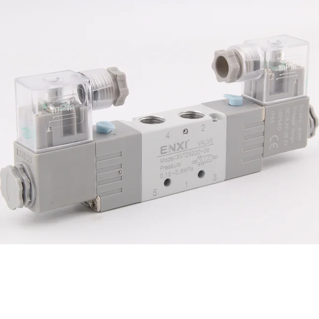 XVT25220-08 XVT Series 5/2 Way Solenoid Valve double Coils port size G1/4 DC24V AC220V grey color
