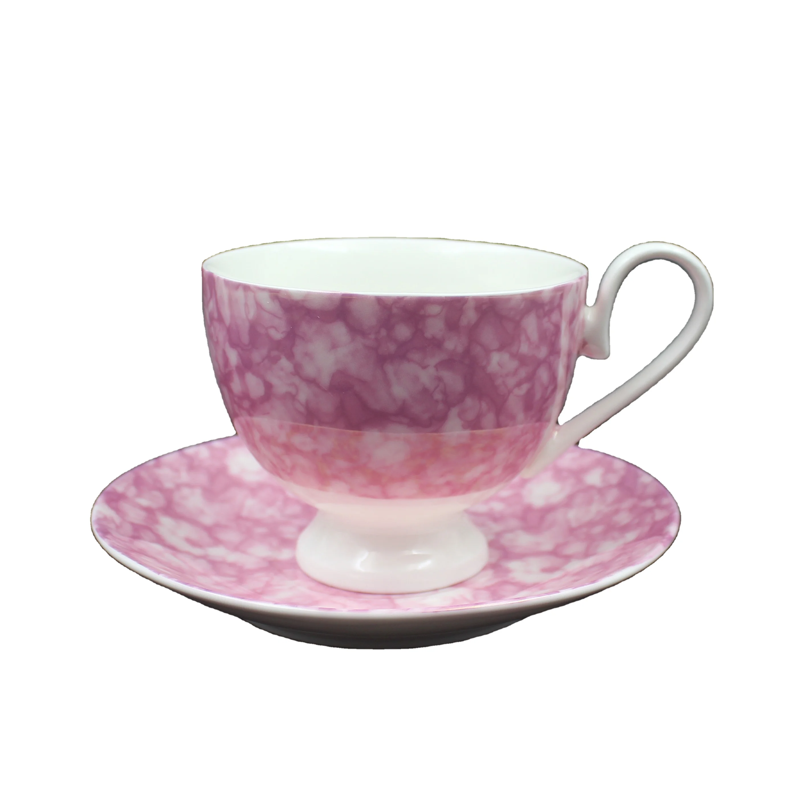 
Marble effect ceramic new bone china porcelain tea coffee cup and sacuer set 