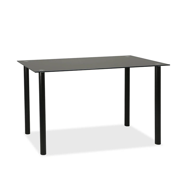 Modern Dinning Room Set Furniture Black Tempered Glass Design Top Dining Table And Chair With Metal Leg For 4 6 8 Seater