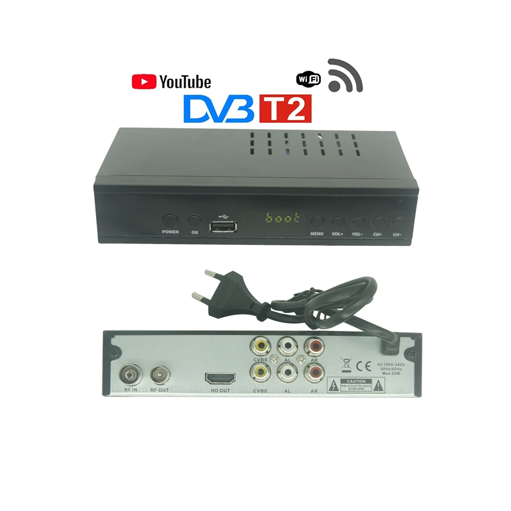 Russia Europe Italy DVB T2 Digital Terrestrial Set Top Box Decoder DVB T2 TV Tuner H.264 WIFI Digital TV Set Top Box DVB T2 Use