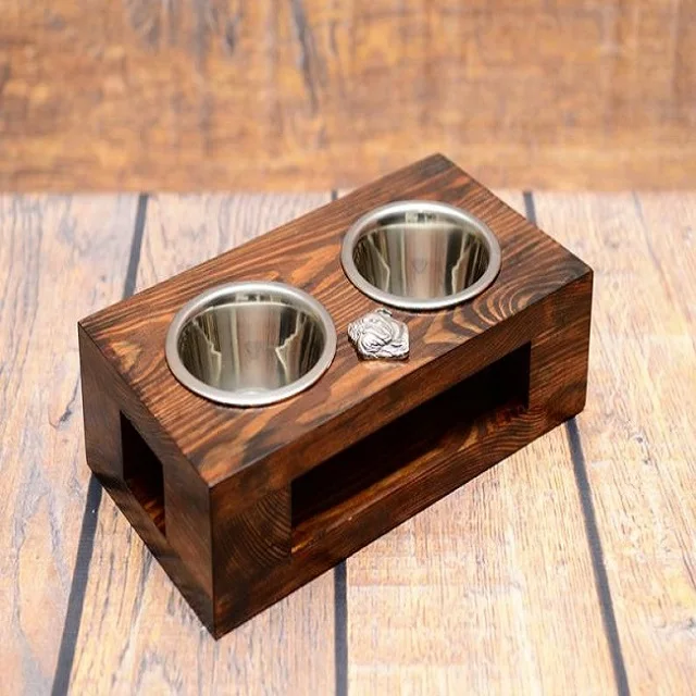  Comfortable Premium Raised Wooed Pet Feeder for Cat and Dog Bowls at best rate