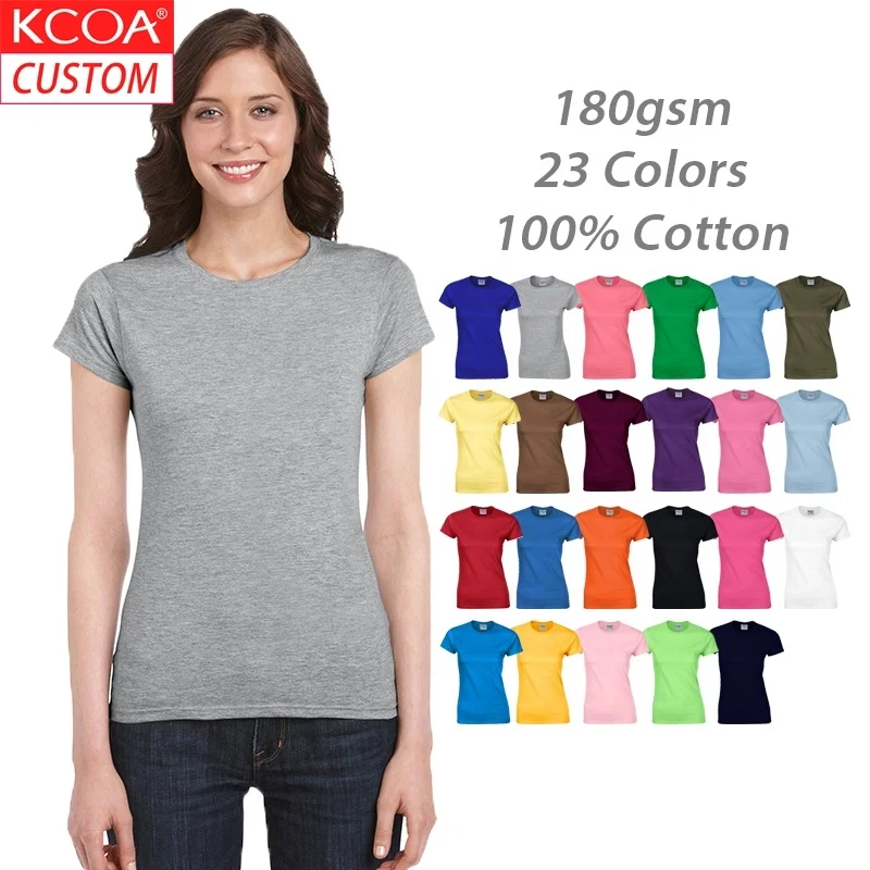 In Stock Wholesale 23 Colors Blank Plus Size Women Plain Tshirts