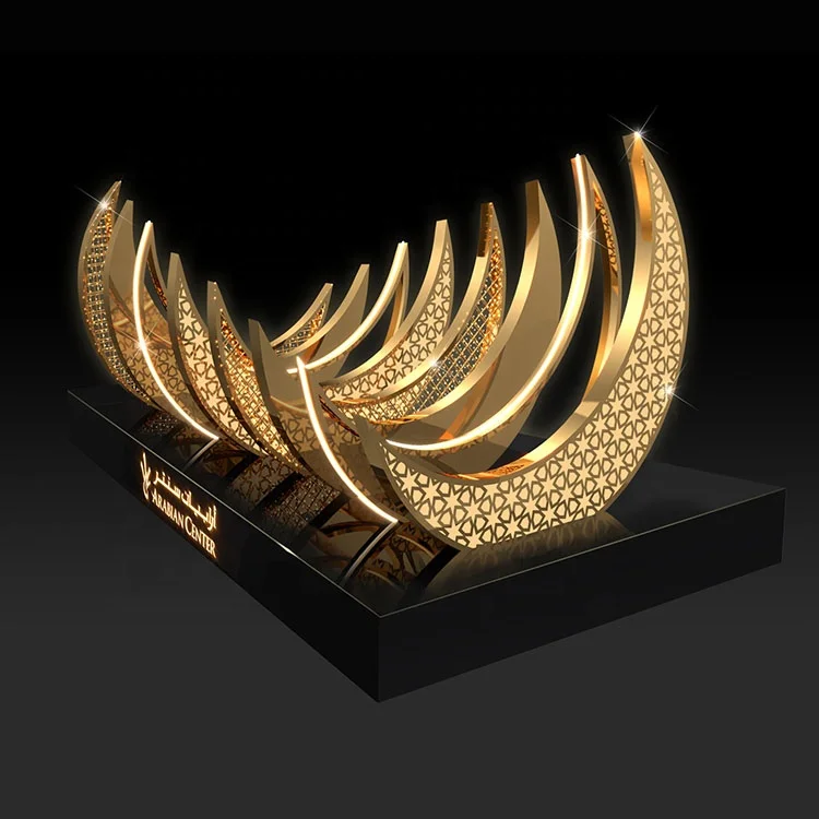 Height 9 feet 10 feet large Eid Ramadan Products 3D Moon Motif Lights Outdoor Holiday Decoration