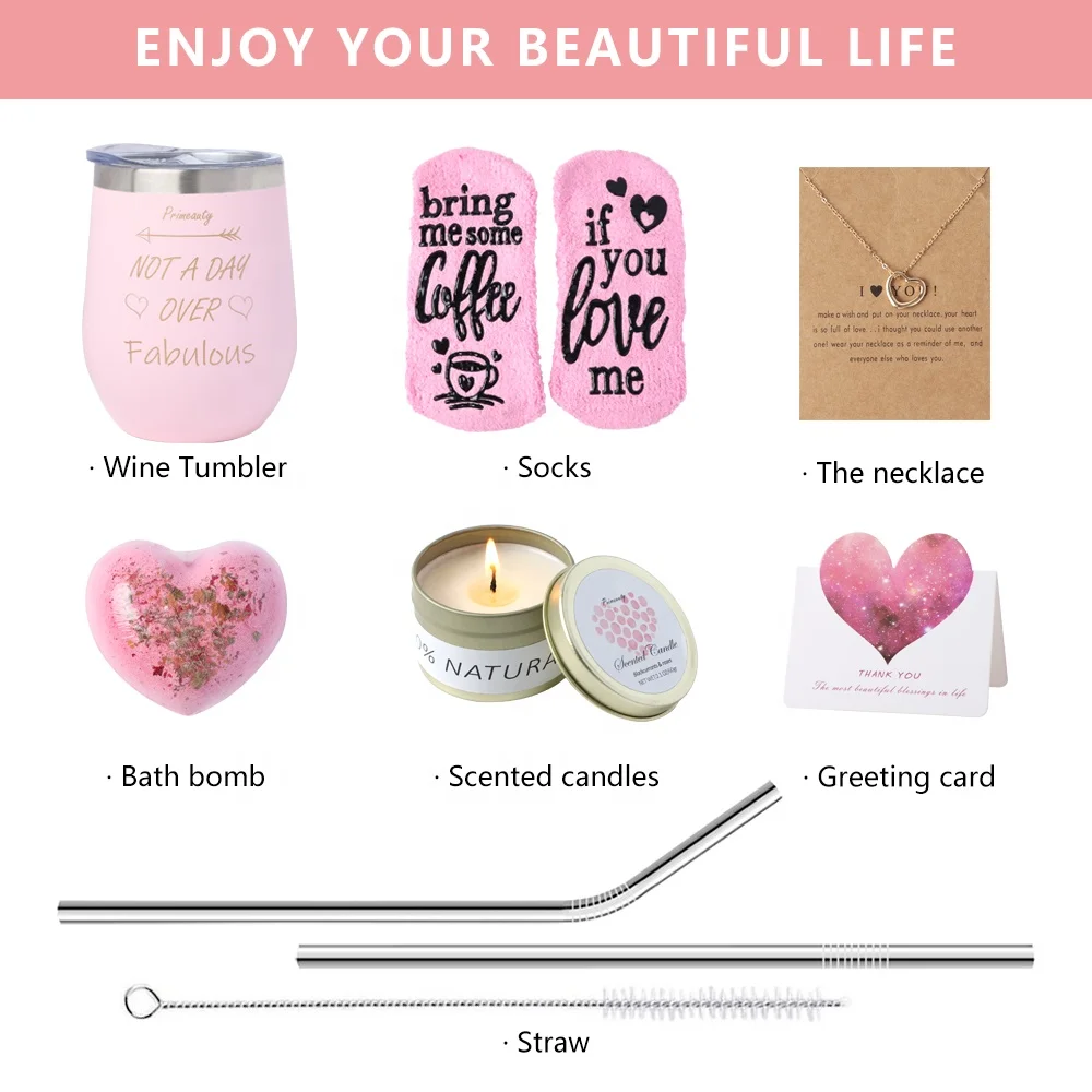 custom personalised birthday wedding gift set bath bomb socks necklaces scented candle tumbler woman girls valentines day gift