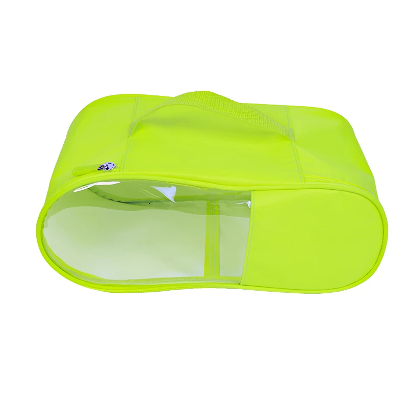 Portable Folding Polyester  and PVC Travel Shoe Bag Zipper Closure Top Handle Storage Shoes Bag