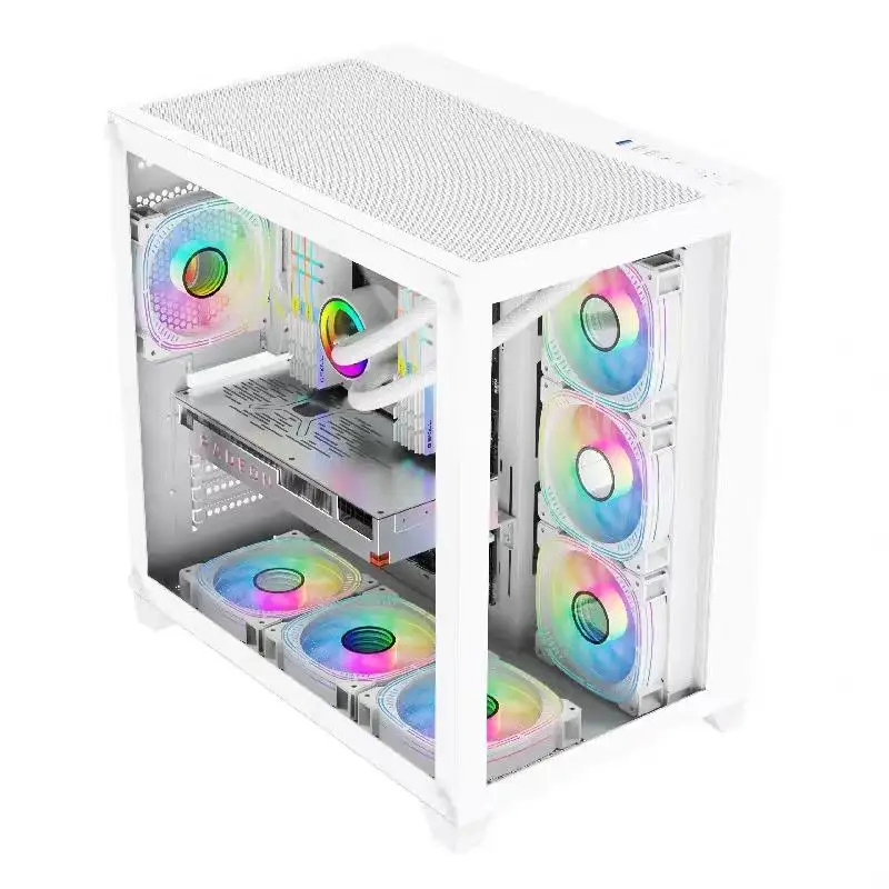 2023 High Quality Gaming PC Desktop Computer Gaming ITX Case wide cube Computer Case & Towers double chamber Cabinet