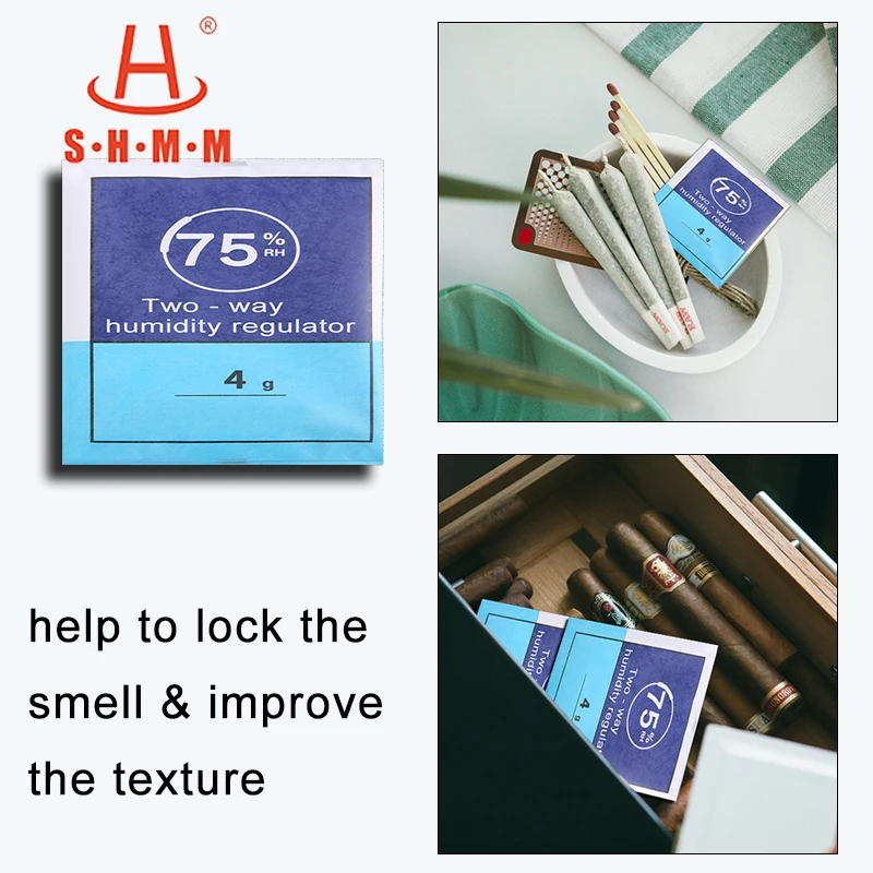 
RH75% two way natural fiber moisture humidity control stabilizer bag pack tablet 4g for cigar humidor tobacco cigarette cuban 
