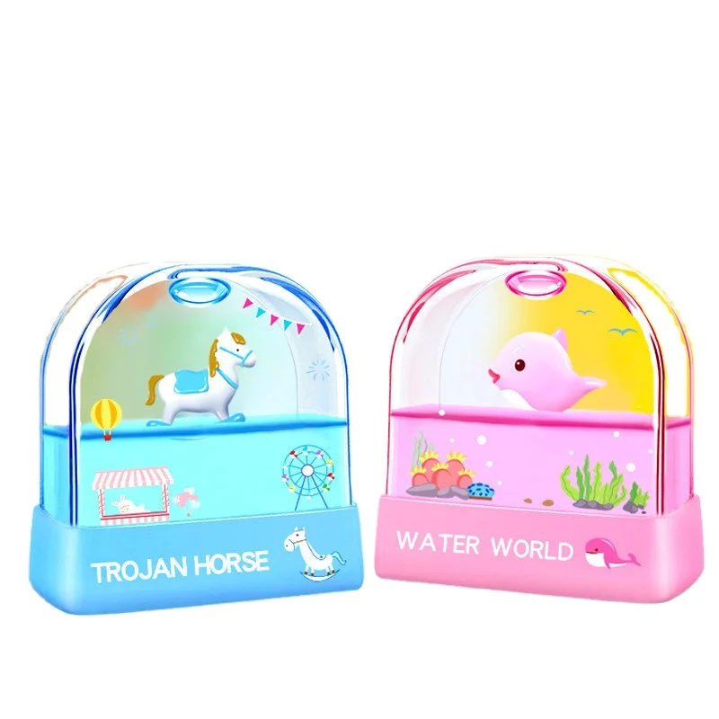 Cartoon Animal Stamp Drop Shipping Water World Flash Stamp Rubber Fabric Name Kids Toy Clothes Stamp