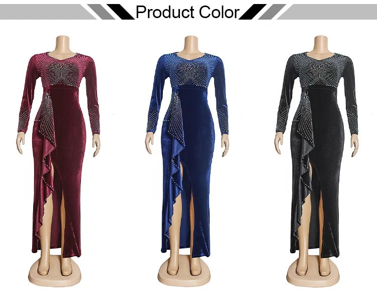 H & D Velvet Dress Luxury Evening Dress Long Dress for Party and Wedding