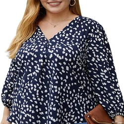 4XL, в горошек, свободный дизайнерский кружевной гофрированный воротник с длинными рукавами; С эластичными манжетами блузка рубашка женская повседневная обувь