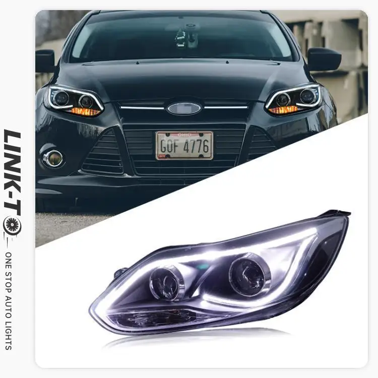 LINK-TO For Ford Focus 2012 2013 2014 Headlight Assembly Modified LED Daytime Running Lights