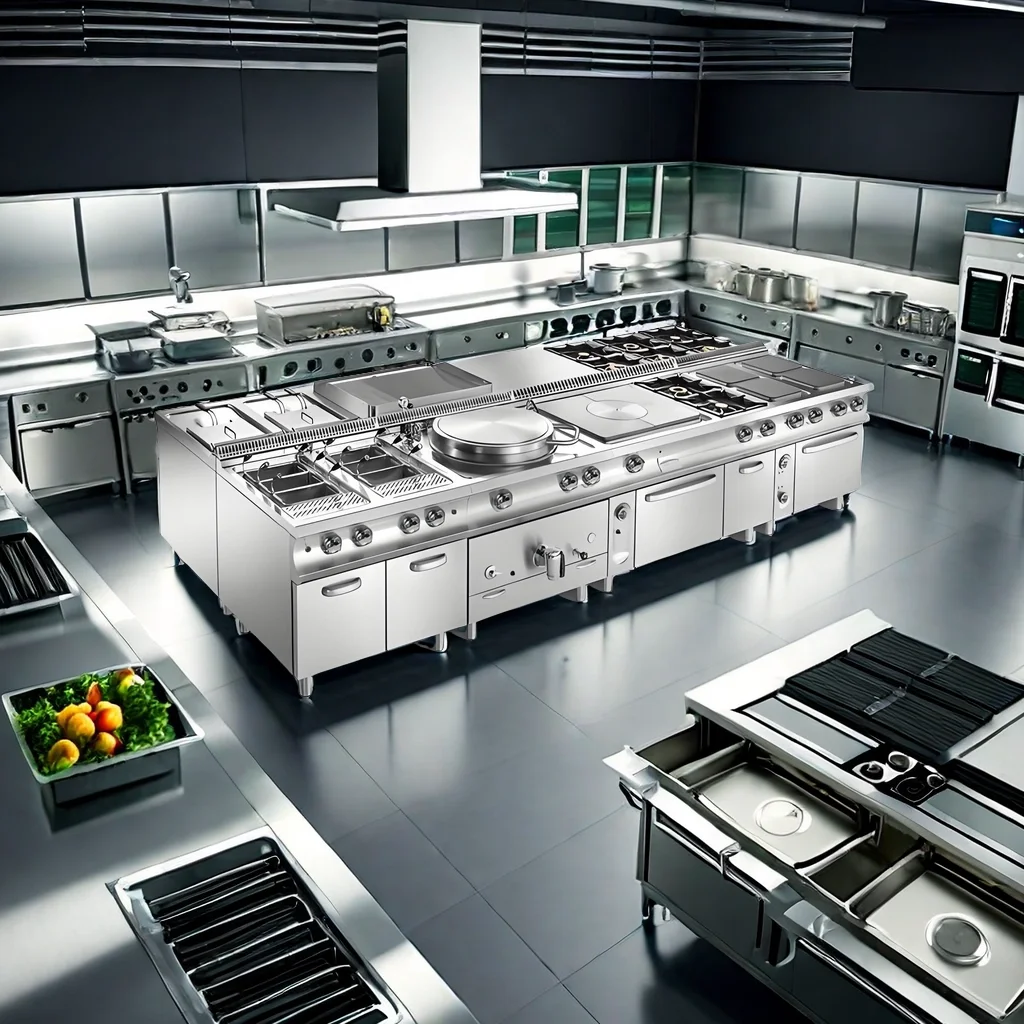 Commercial Commissary Kitchen Layout Restaurant Stove Food Service Canteen Hot Central Complete Kitchen Equipment for Restaurant