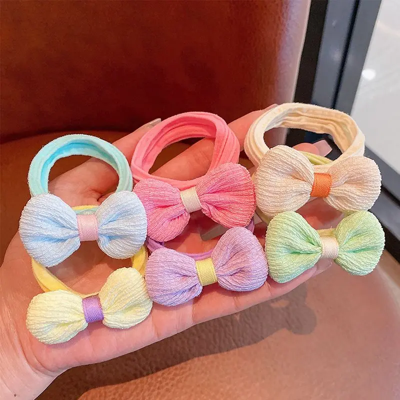 6pcs/set wholesale kids girls hair elastic hair band fashion Flowers Butterfly Bow Cute Elastic baby Hair Ties set