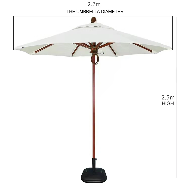 Hot selling good quality wooden pole umbrella sun beach restaurant wood patio umbrella