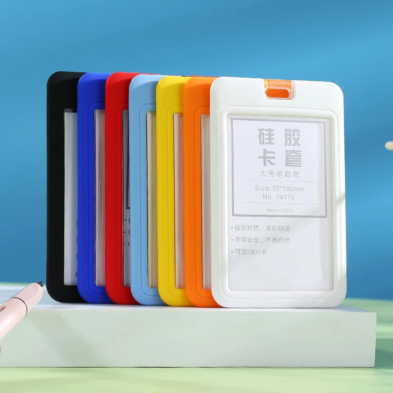 Factory Price ID Name Card Holder School Supplies Custom Color Logo Silicone ID Card Name Badge Holder
