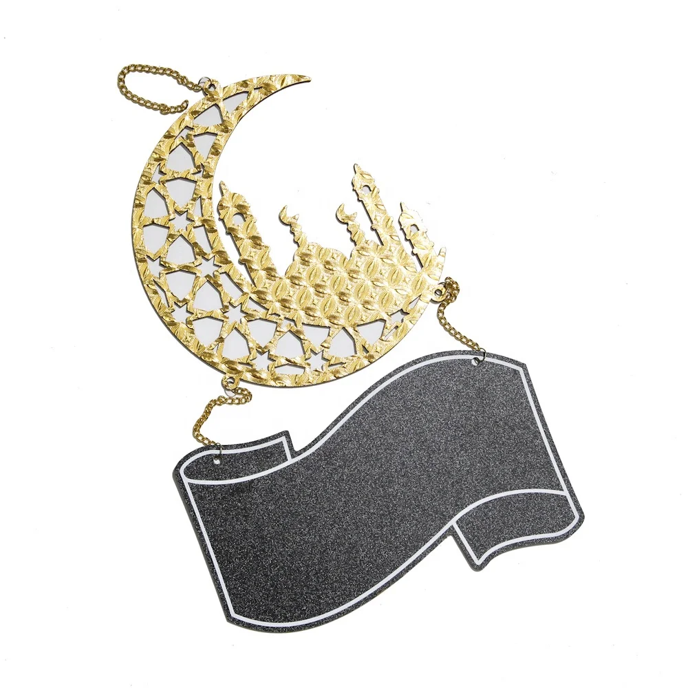 Superwin 2022 Ramadan EID Mubarak Muslim Ornament wooden hanging Decorations with writing board