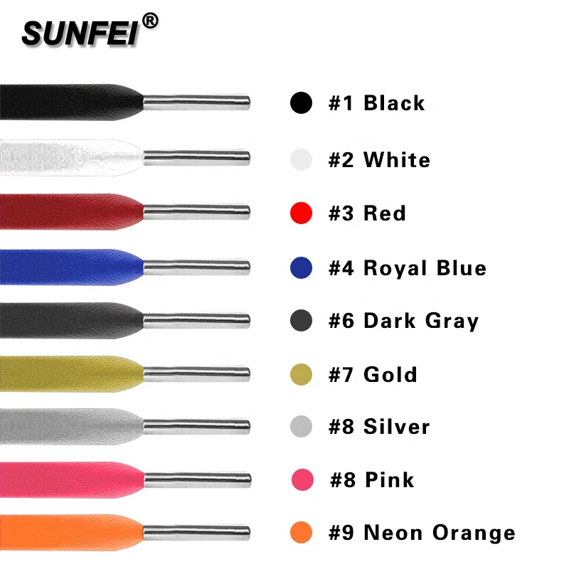 SunFei ecoleather shoelaces Blue Vibes leather laces Colorful Printing Sheepskin Leather Sneakers laces white metal tip