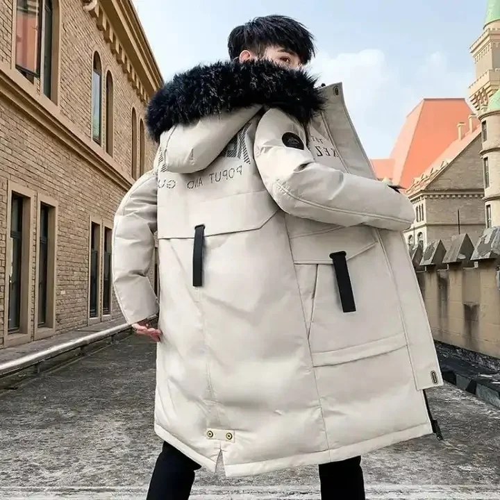 Мужской пуховик зимний теплый с капюшоном