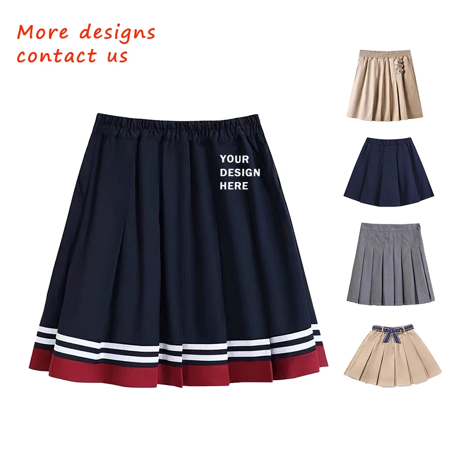 Summer Boys Girls Schoolwear Uniforms Pants Pleated Skirts Khaki School Short Grey Uniform Skirt