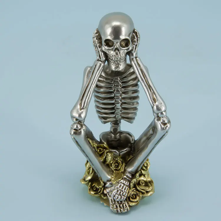 Jiayi оригинальные Креативные украшения на Хэллоуин серебряные черепа статуя Скелет закрывает его