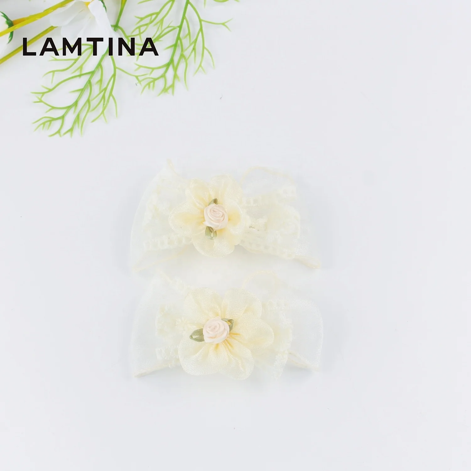 Wholesale Hot Selling Handmade Simulation Flower Organza Ribbon Bow Rhinestone Hair Clip Fashion Hairgrip