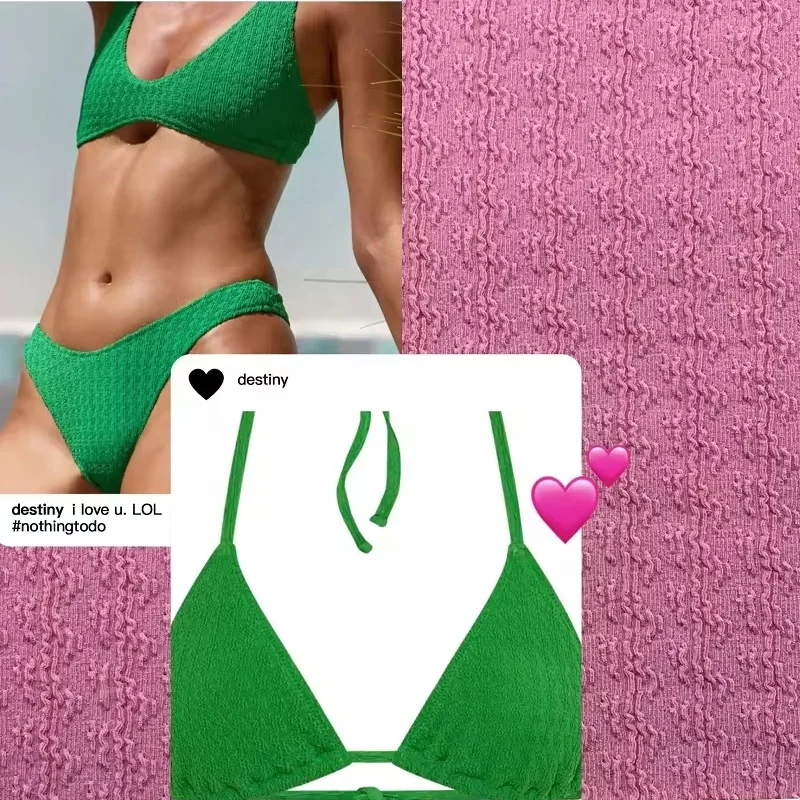 XA3254 new texture elastic stripe crinkle fabric for sports swimwear high quality poly jacquard bikini swim beachwear fabric