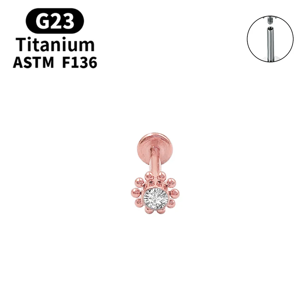 ASTM F136 internally threaded piercing titanium G23 Lip Cartilage Helix Conch  Stud Earring body Jewelry