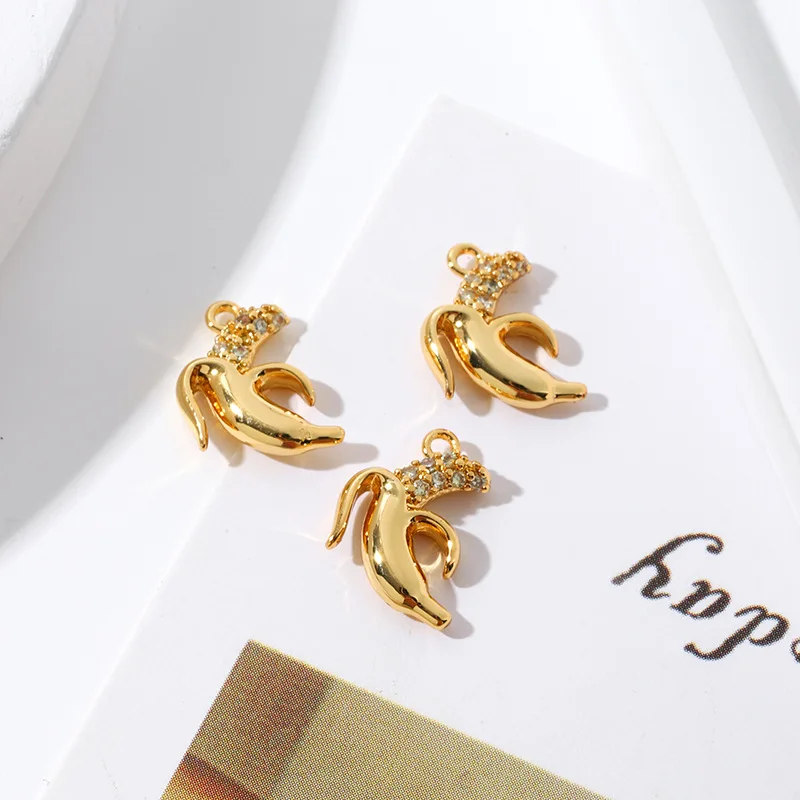 CZ Plant Fruit banana cerise Charms Pendant Beads For Jewelry Making Necklace Bracelet Gift