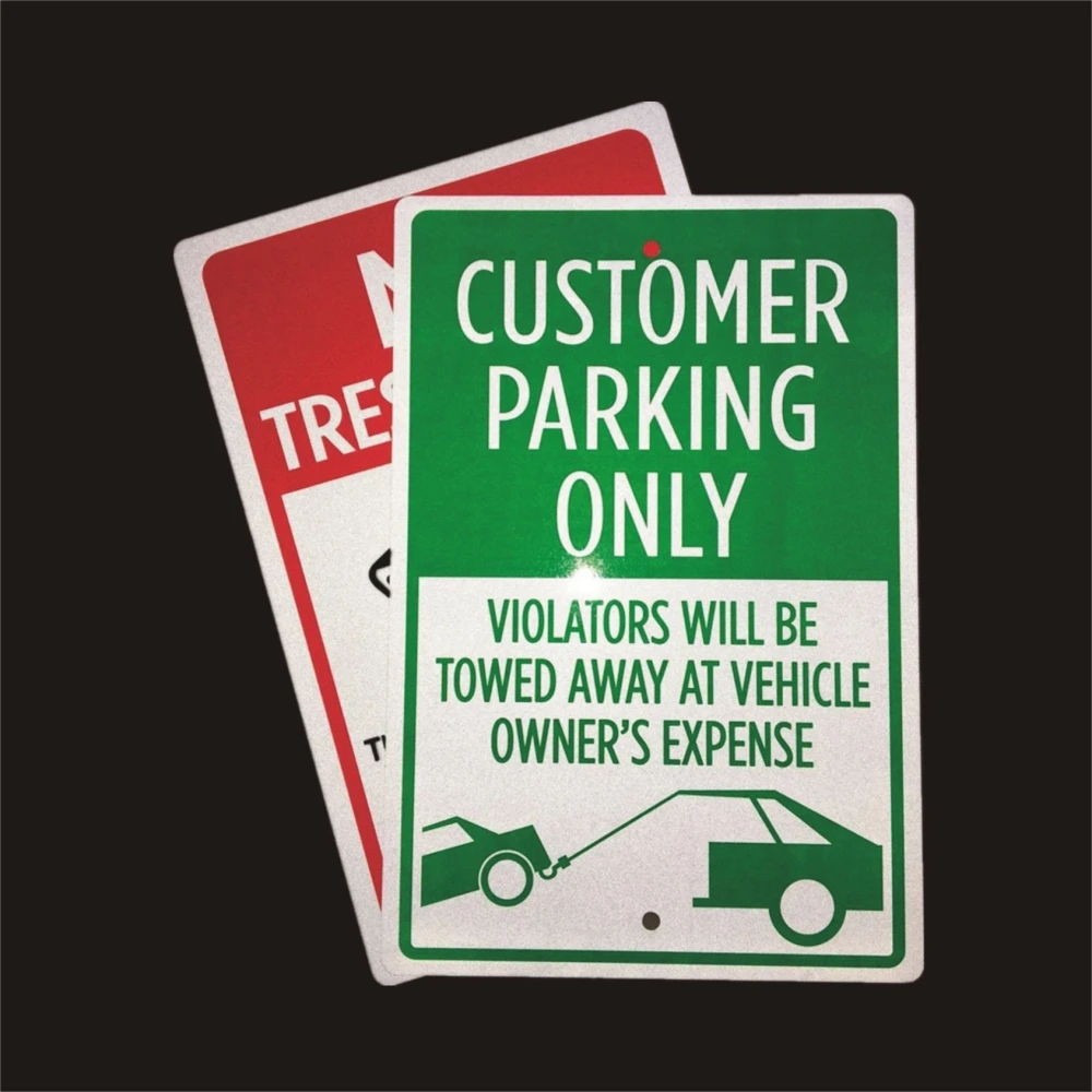 Custom UV Printed Aluminum Sign CUSTOMER PARKING ONLY NO TRESPASSING Metal Plate Decorative Plaque For Hotel Bar Home Wall Decor