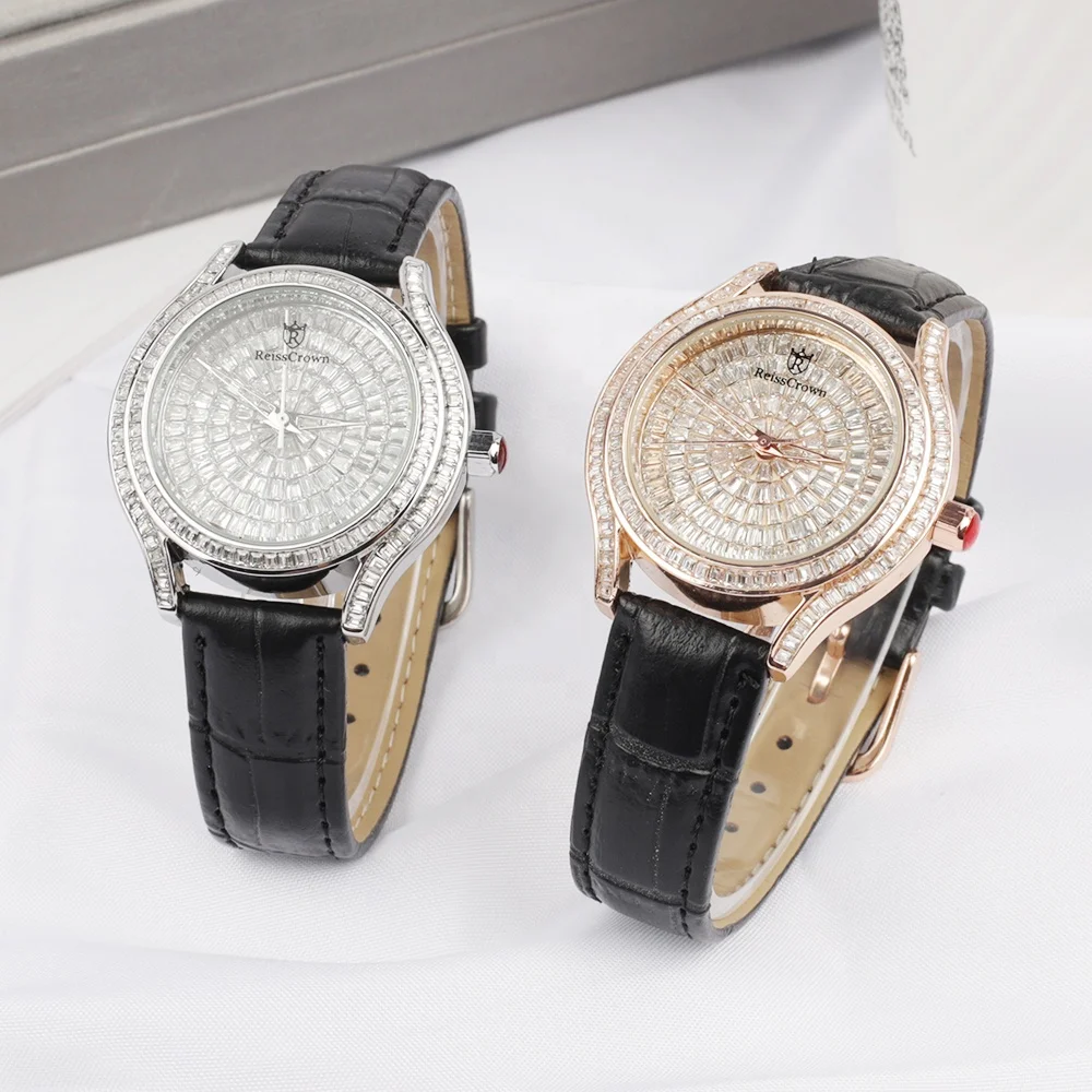 2022 New Ladies Luxury Watches Ladies Bling Rhinestone Round Full Brick Watch
