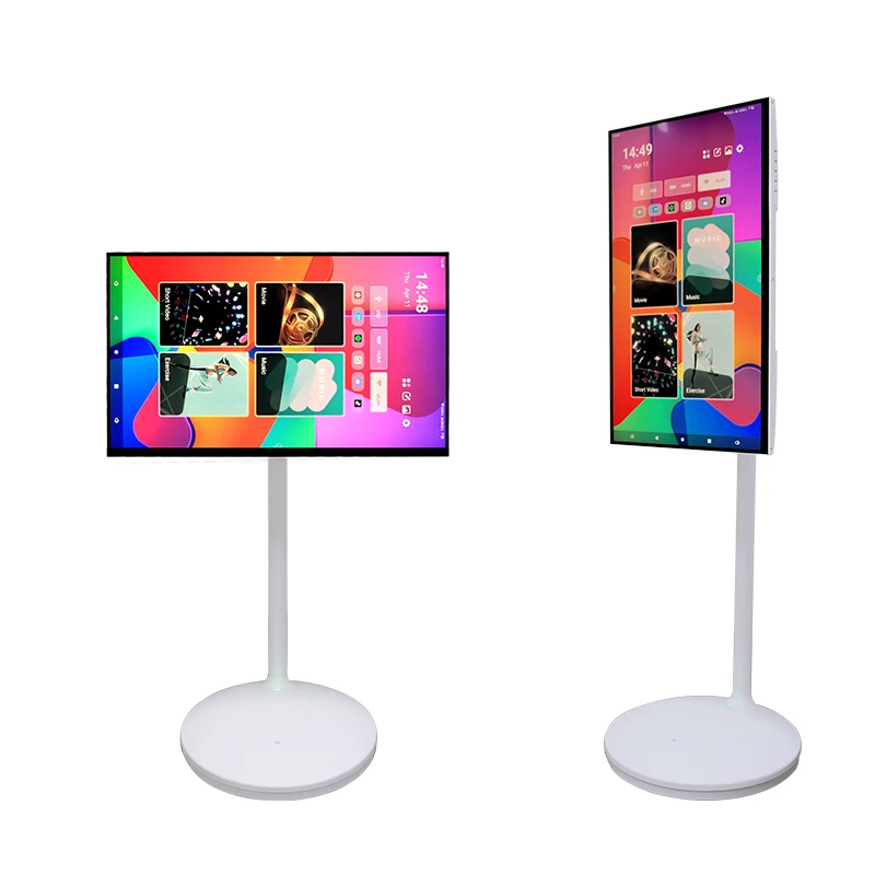 Battery operated 21.5 23.8 27 32 inch  Movable Digital Signage HD Touch Screen display With Android  for Home commercial use