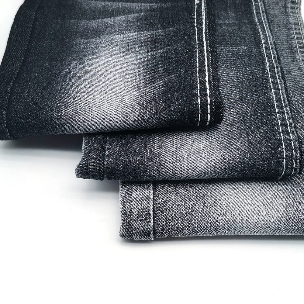 Stretch 12OE warp slub affordable price denim fabric 7.8oz width 176-178cm right twill black wholesale C1245