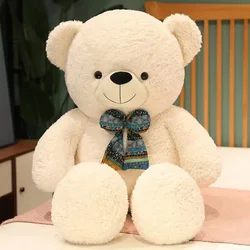 100CM hugging large teddy bear with bowknot plush toy custom giant teddy bear plush toy for wedding soft unstuffed skin bear
