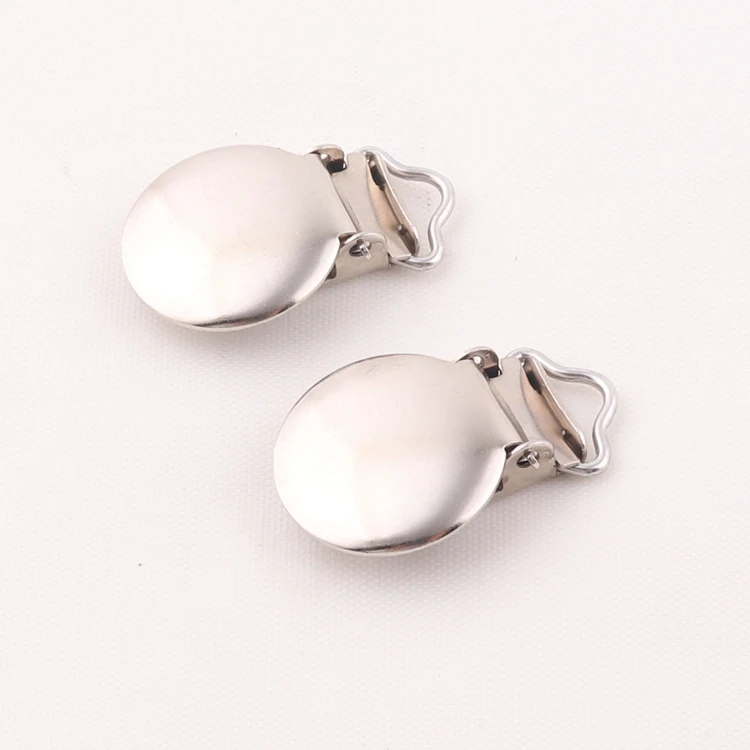 factory supply round shape metal suspender pacifier clip for garment accessories