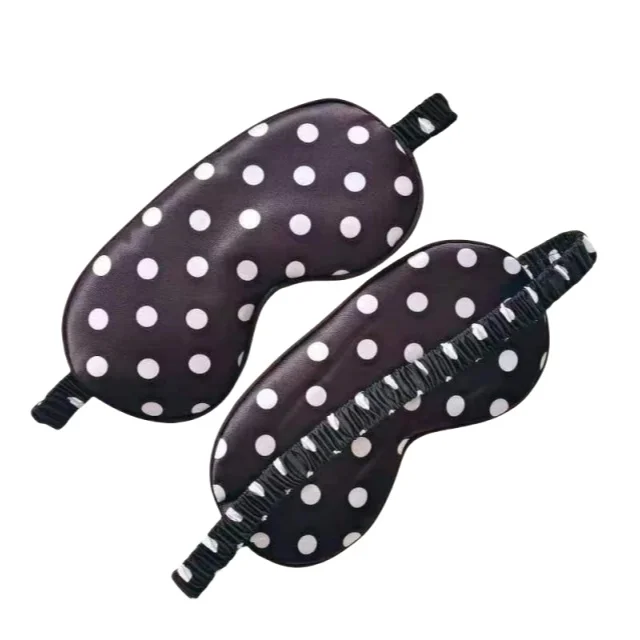 Polka dot large circle light shielding sleeping eye mask simulated silk relieves eye fatigue and dark circles