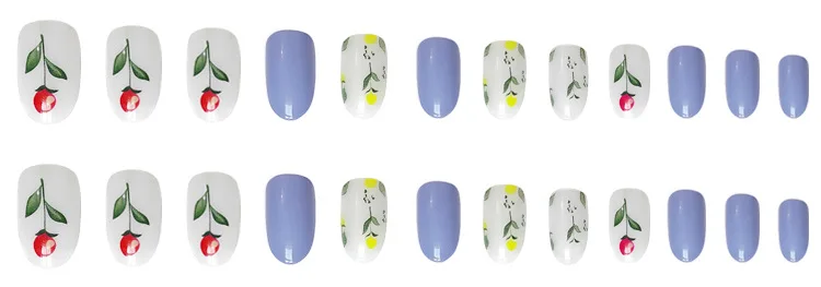 Manicure Art Display Nail Supplies Multi Color My Lady Flower Blue 24pcs Mid Length Nail Art Press On Nails