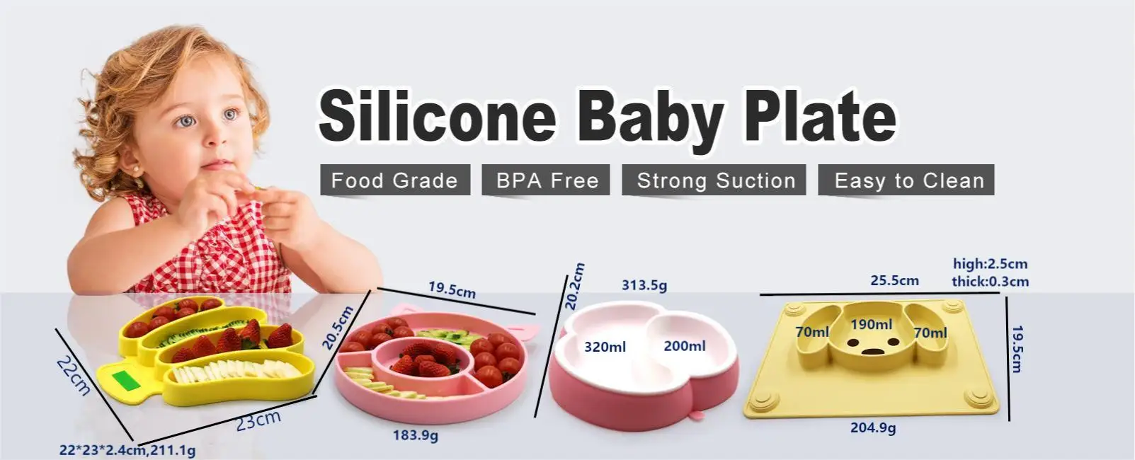 BPA Free silicone baby feeding set toddler dinner Bowls Cup Plate Set