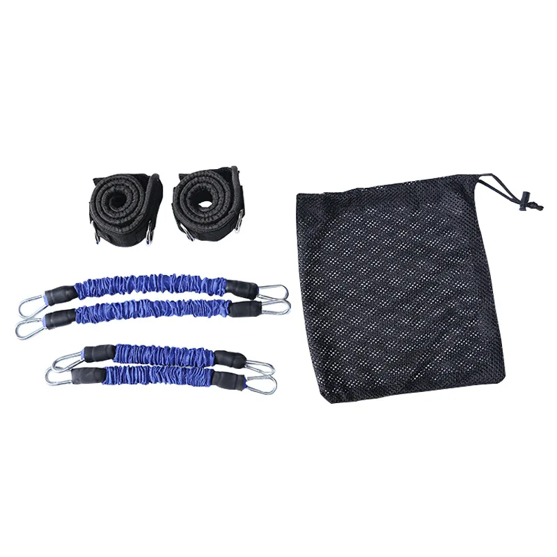Extra Durable Cloth Latex Resistance Tube Bands Speed Agility Training Set with Thigh and Ankle Loop Straps